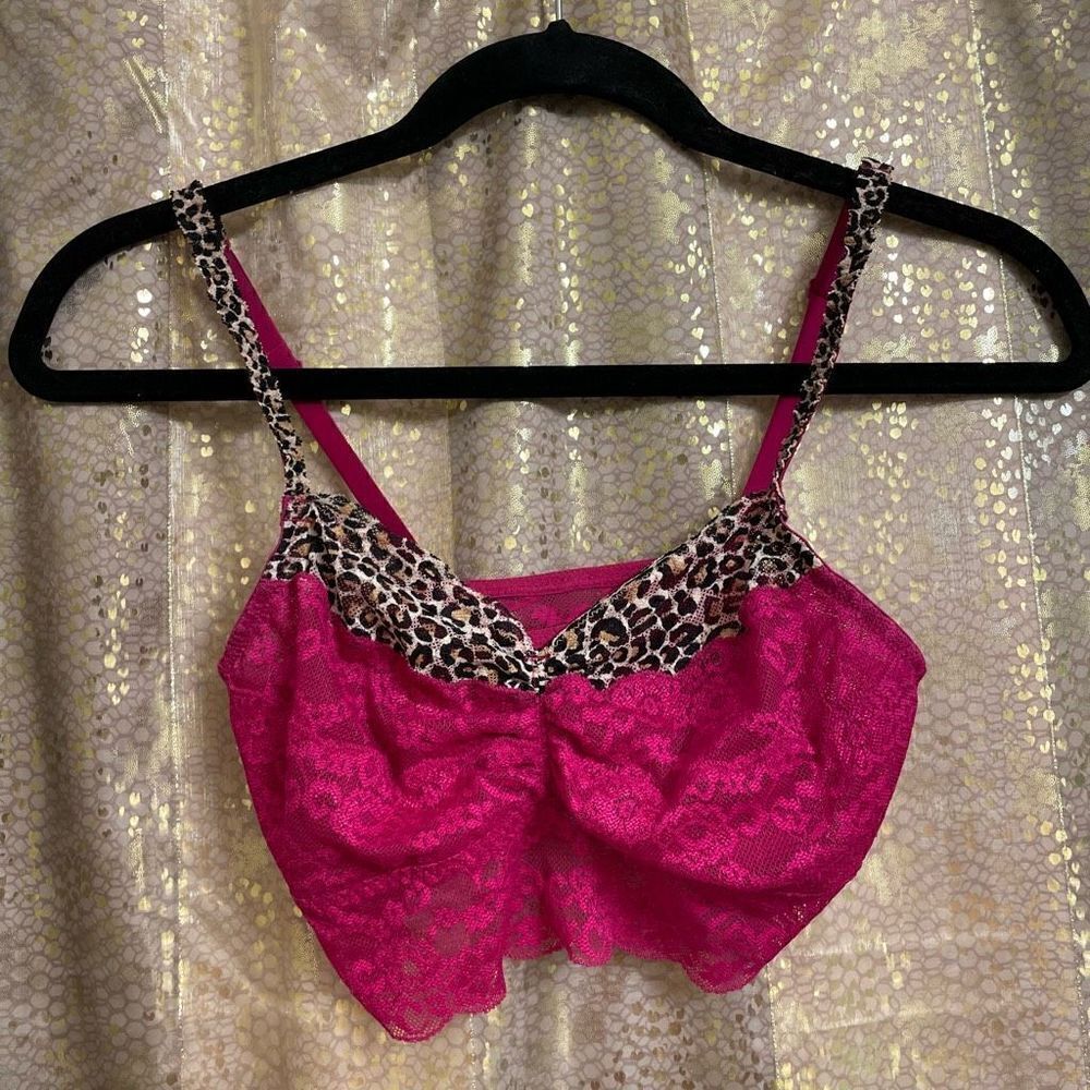 PINK Victorias Secret magenta cheetah lace bralette, S